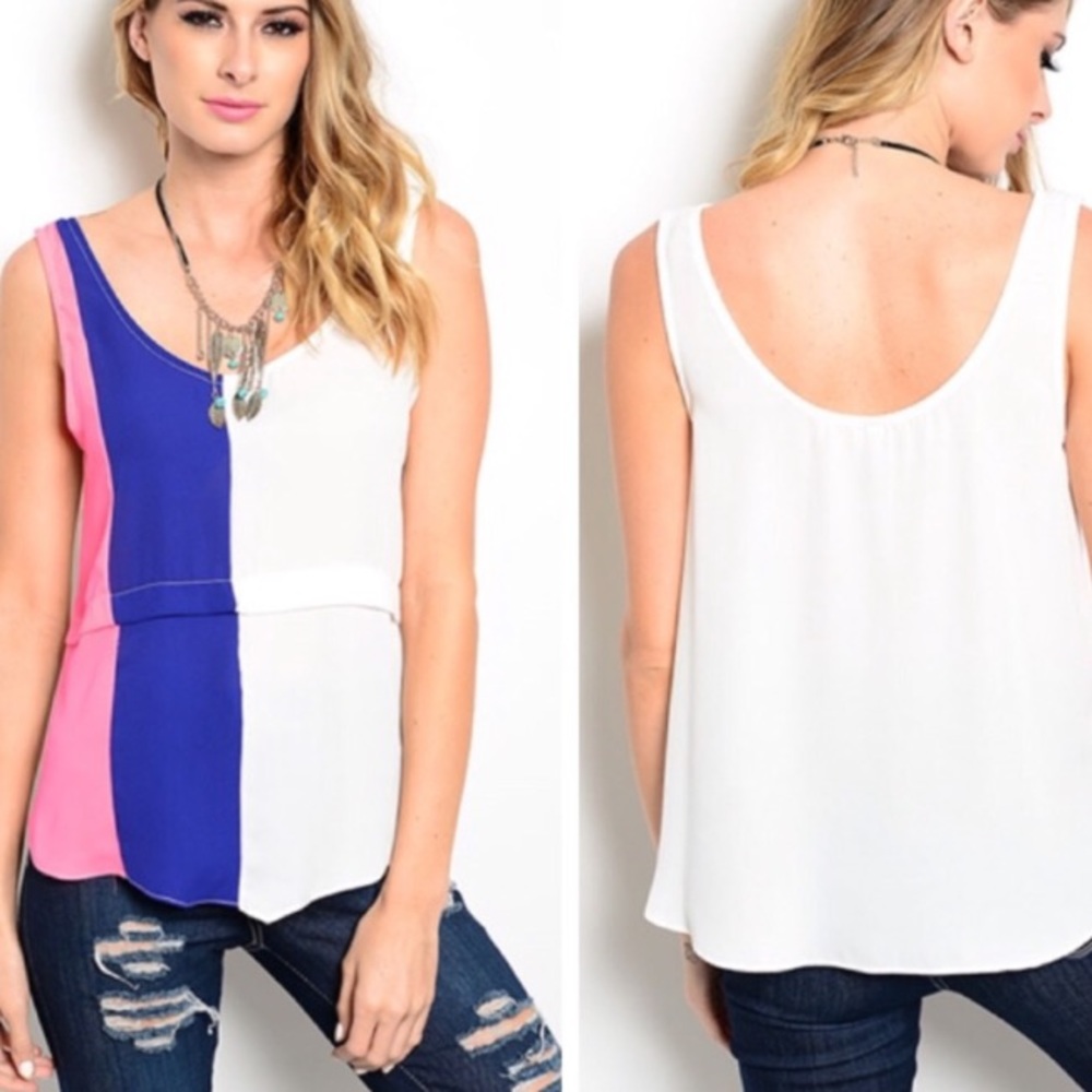 True Light Color Block Tank - Size Large
